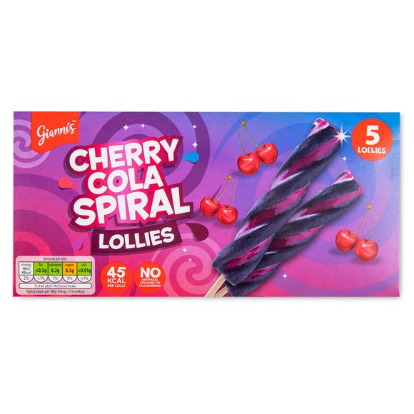 Gianni's Cherry Cola Spiral Lollies 5x70ml